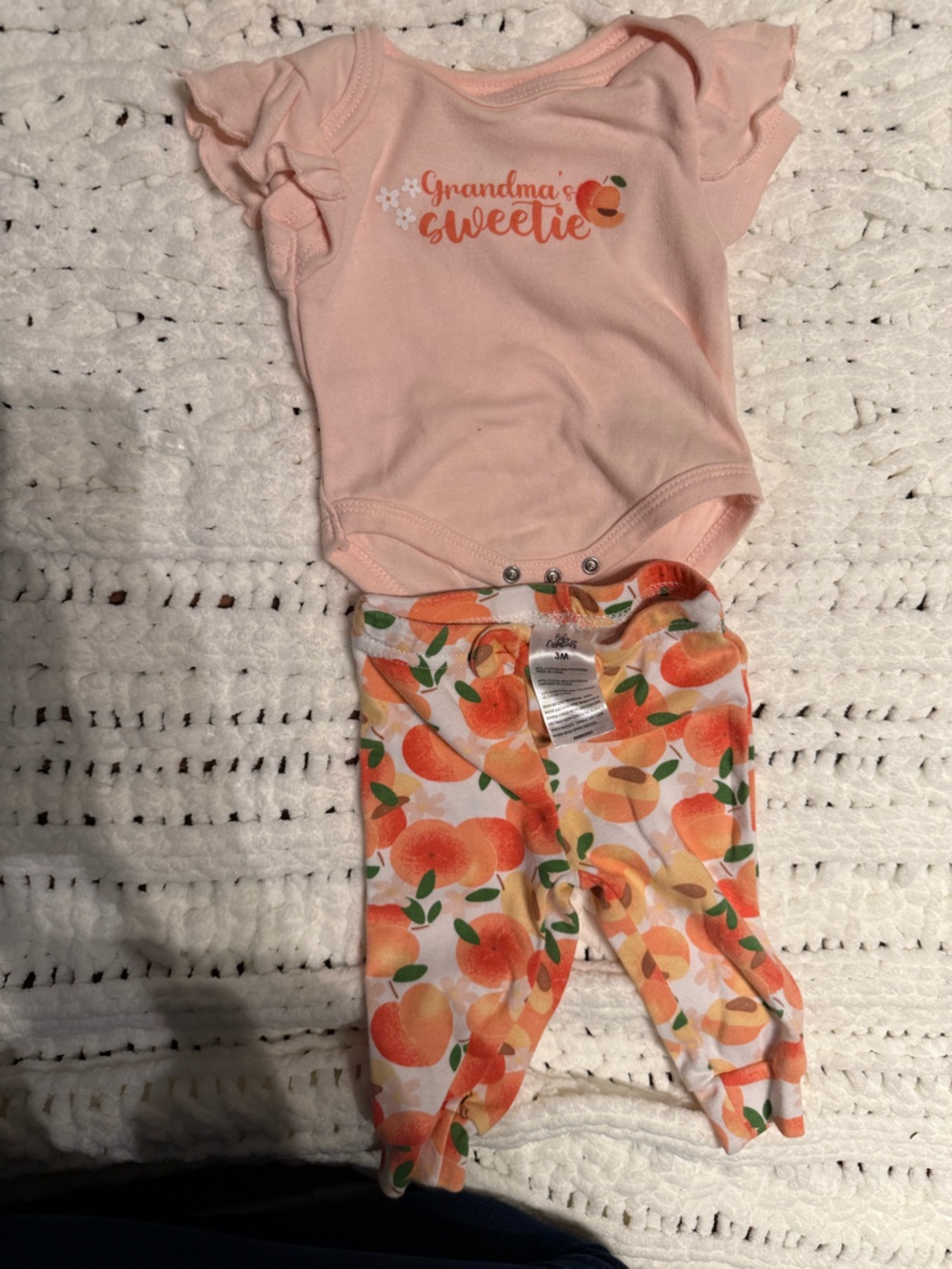 Baby Essentials Peach & Green Print Bodysuit Set
